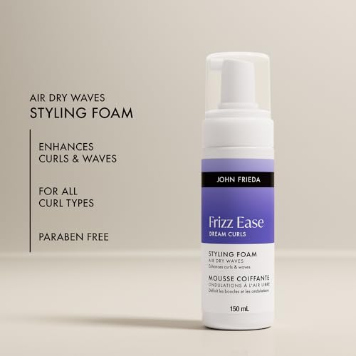 John Frieda Frizz Ease Dream Curls Air Dry Waves Styling Foam for Defined Bouncy Curls | Curl Enhancing Technology | Rosehip Oil | Curls without heat | Airdry foam | Lightweight and Non-Sticky | Frizz Free Curls and Waves (150 mL)