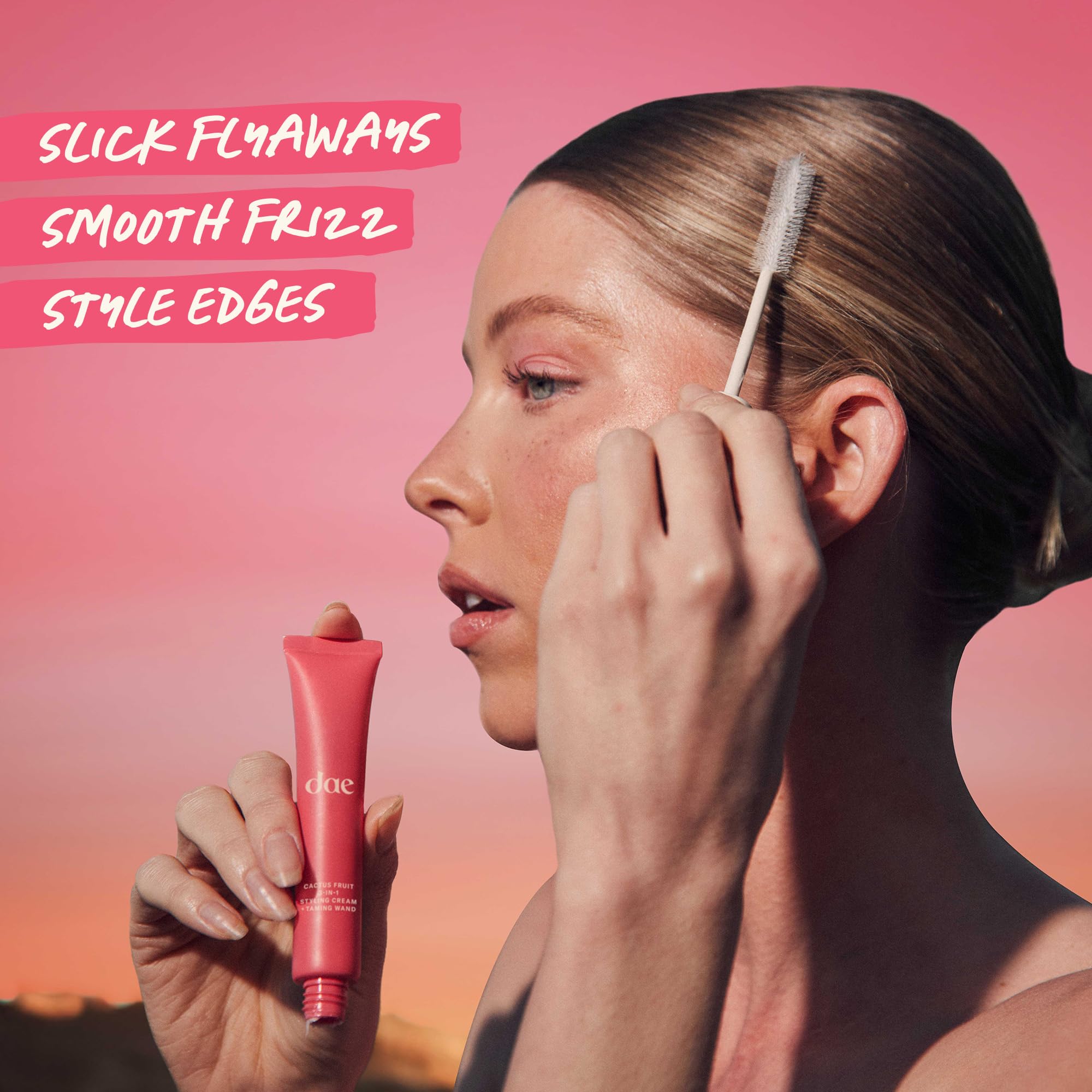 DAE Hair Cactus Fruit 3-In-1 Styling Cream & Taming Wand - Tame Flyaways, Smooth Frizz, Style Edges (0.6 oz.)