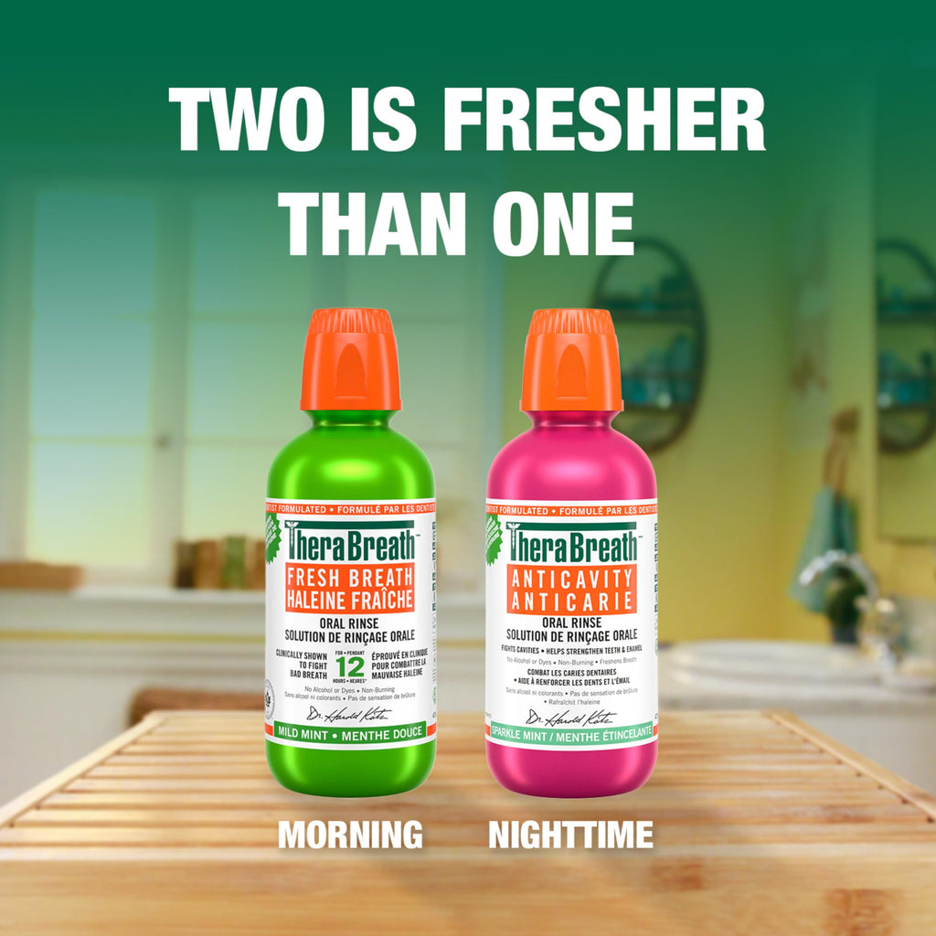 Set of 10 TheraBreath Fresh Breath Oral Rinse - Icy Mint | Fights Bad Breath | Certified Vegan, Gluten-Free, & Kosher | 473ml