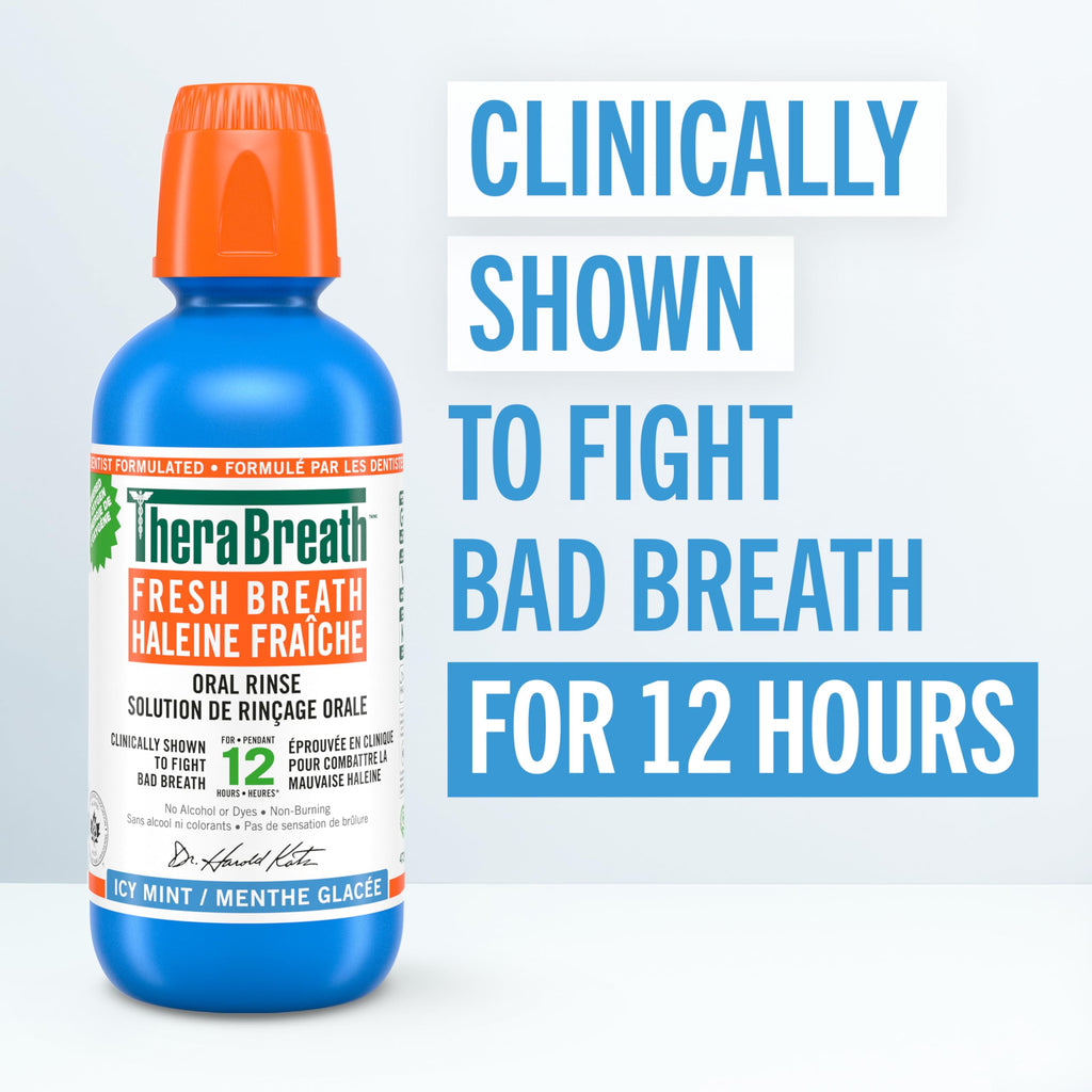 Set of 10 TheraBreath Fresh Breath Oral Rinse - Icy Mint | Fights Bad Breath | Certified Vegan, Gluten-Free, & Kosher | 473ml