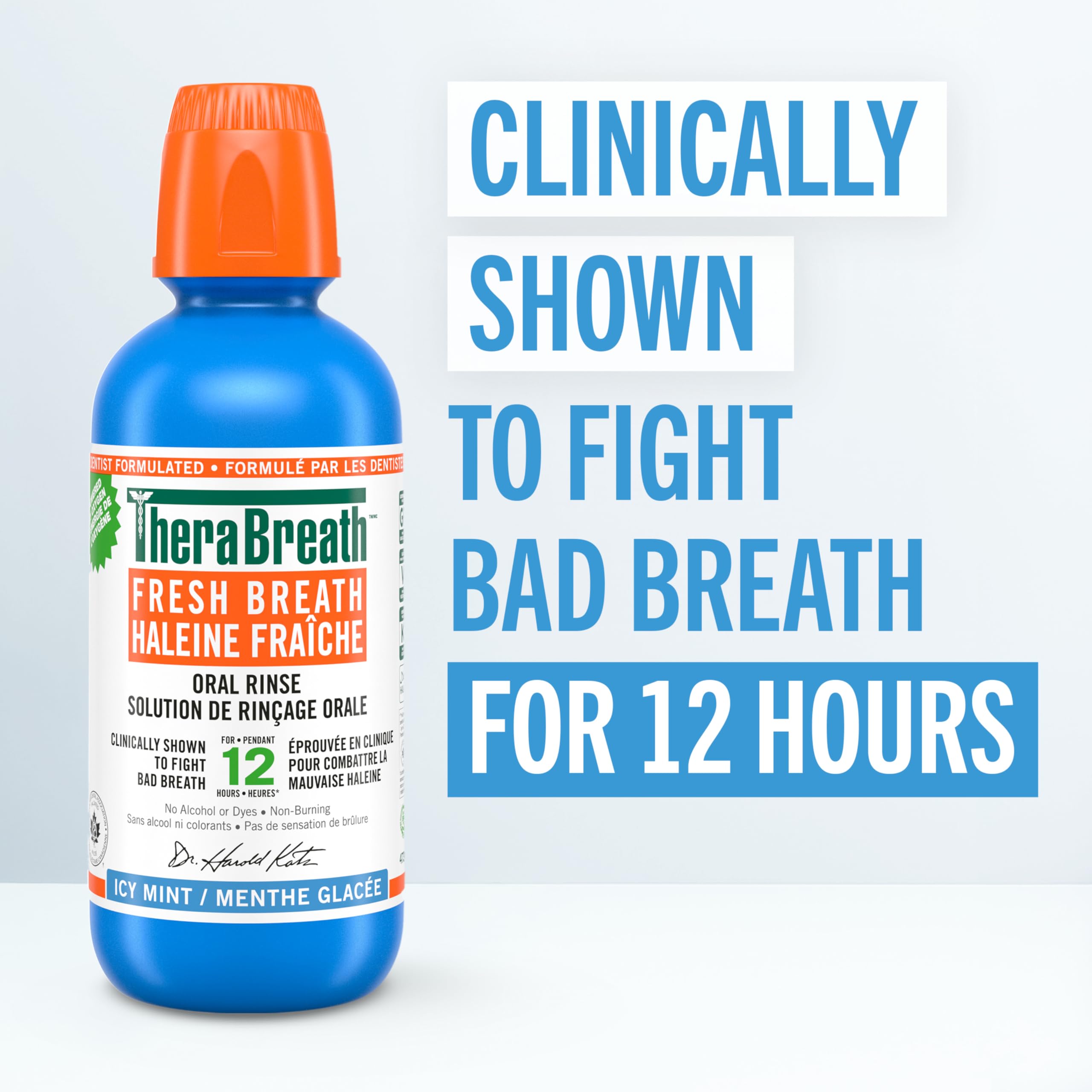 Set of 10 TheraBreath Fresh Breath Oral Rinse - Icy Mint | Fights Bad Breath | Certified Vegan, Gluten-Free, & Kosher | 473ml